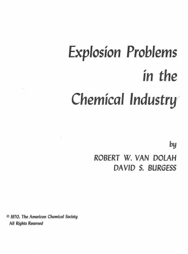 Explosion Problems in the Chemical Industry