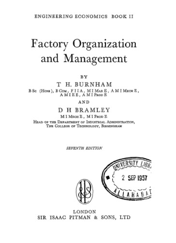 Factory Organization and Management