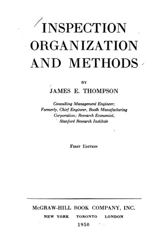 Inspection Organization and Methods