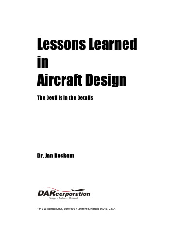 Lessons Learned in Aircraft Design