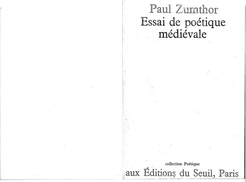 Essai de poétique médiévale