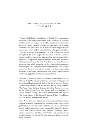 The Cambridge History of the Cold War.