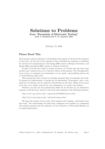 Solutions to Problems from Essentials of Electronic Testing