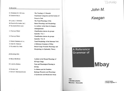 A reference grammar of Mbay