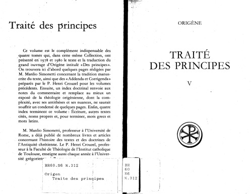 Origène : Traité des principes, tome 5