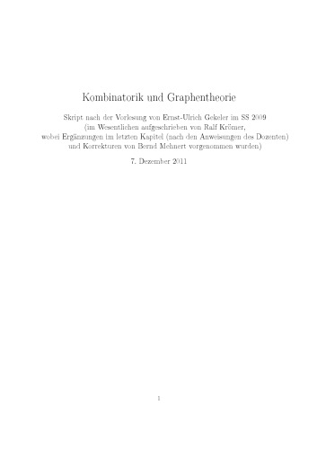 Kombinatorik und Graphentheorie [Lecture notes]