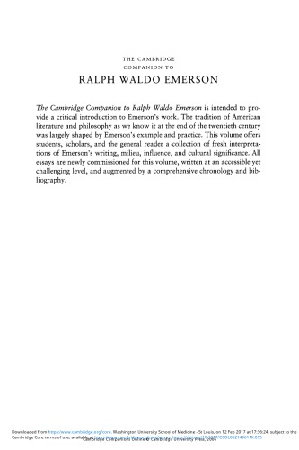 The Cambridge Companion to Ralph Waldo Emerson