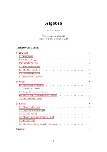 Algebra [Lecture notes]