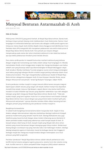 Menyoal Benturan Antarmazahab di Aceh