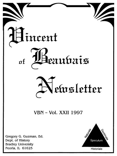 Vincent of Beauvais Newsletter