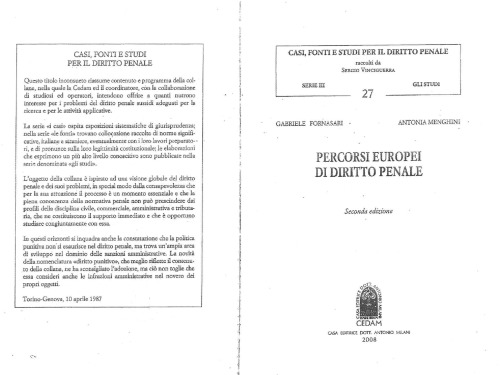 Percorsi europei di diritto penale. Casi, fonti e studi per il diritto penale.
