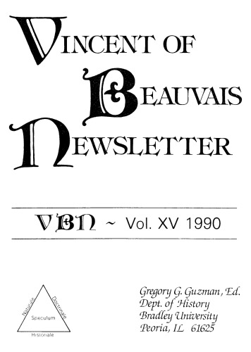 Vincent of Beauvais Newsletter
