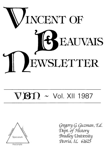 Vincent of Beauvais Newsletter
