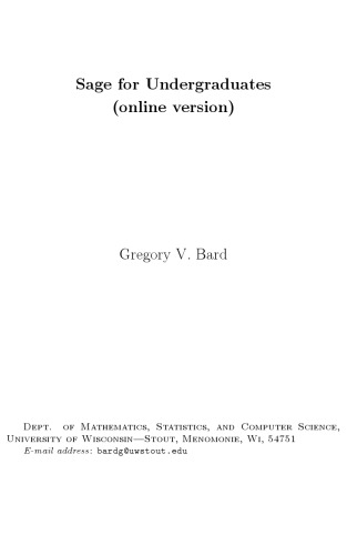 Sage for Undergraduates