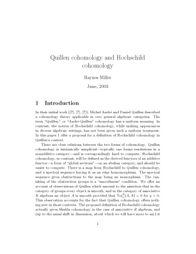Quillen cohomology and Hochschild cohomology [expository notes]