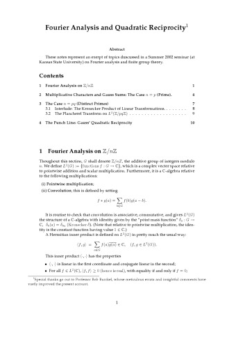 Fourier Analysis and Quadratic Reciprocity [expository notes]