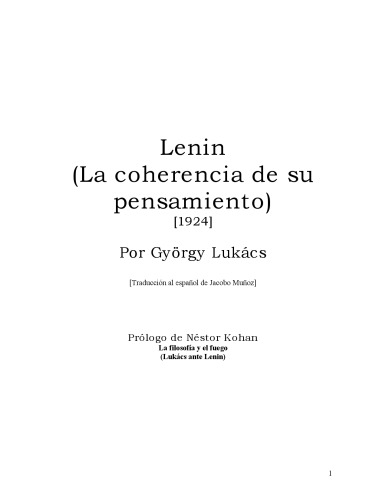 Lenin (La coherencia de su pensamiento)