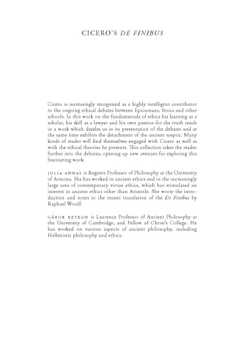 Cicero’s De Finibus: Philosophical Approaches