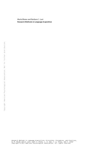 Research methods in language acquisition: principles, procedures, and practices