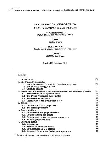 The operator approach to dual multiparticle theory