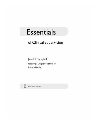 Essentials of Clinical Supervision