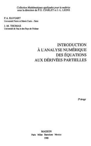 Introduction à l’analyse numérique des équations aux dérivées partielles