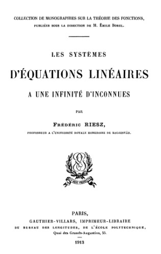 Les systèmes d’équations linéaires à une infinité d’inconnues  none