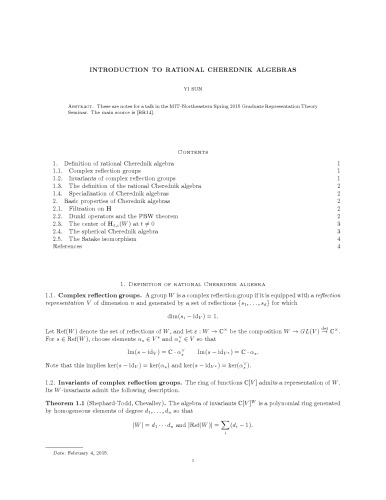 Introduction to rational Cherednik algebras