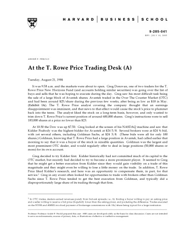 At the T. Rowe Price Trading Desk A