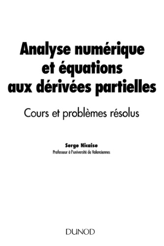 Analyse numérique et équatons aux dérivées partielles
