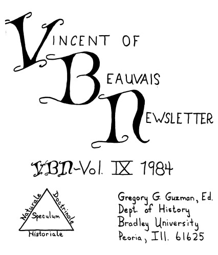 Vincent of Beauvais Newsletter