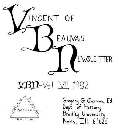 Vincent of Beauvais Newsletter