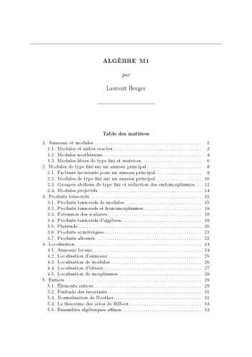 Algèbre M1 [Lecture notes]