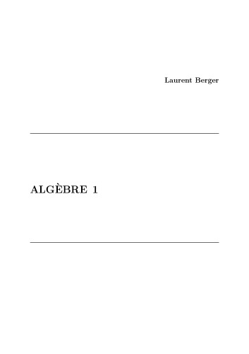 Algèbre 1 [Lecture notes]