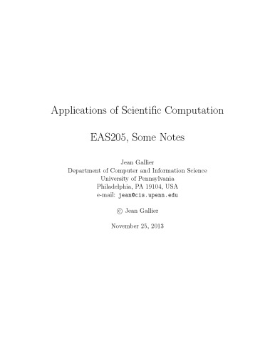 Applications of Scientific Computation [Lecture notes]