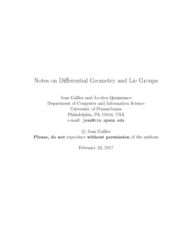 Notes on Differential Geometry and Lie Groups [book draft]