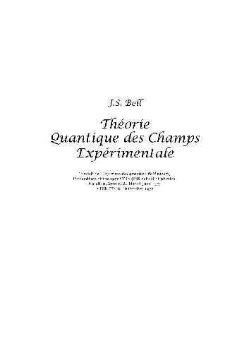 Theorie quantique des champs experimentale