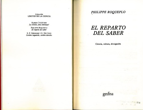 El reparto del saber : Ciencia, cultura, divulgacion