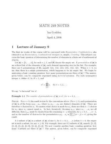 Combinatorics [Lecture notes]