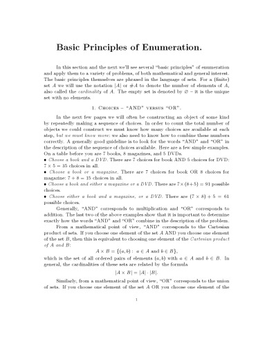 Basic Principles of Enumeration [Lecture notes]
