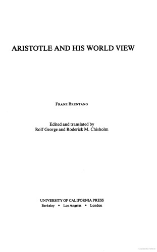 Aristotle and His World View