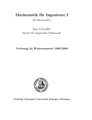 Mathematik für Ingenieure I (für Informatiker) [Lecture notes]