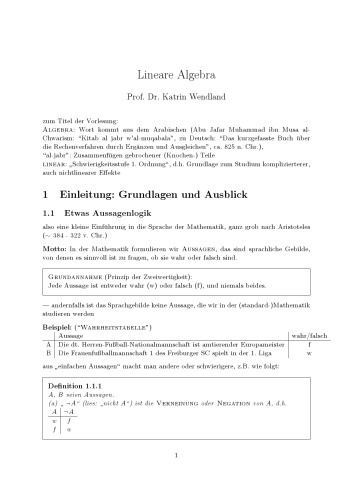 Lineare Algebra [Lecture notes]