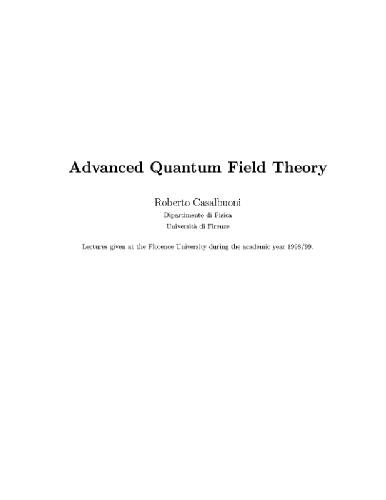 Lectures on advanced QFT