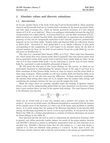 18.785 - Number Theory I, 2015