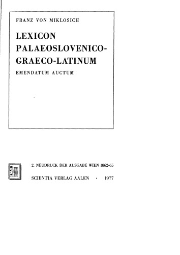 Lexicon Palaeoslovenico-Graeco-Latinum : emendatum auctum