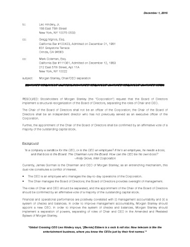 Morgan Stanley, Chair proposal [Self-promotion note]