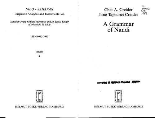 A grammar of Nandi