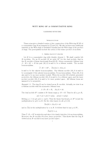 Witt ring of a commutative ring