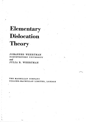Elementary Dislocation Theory